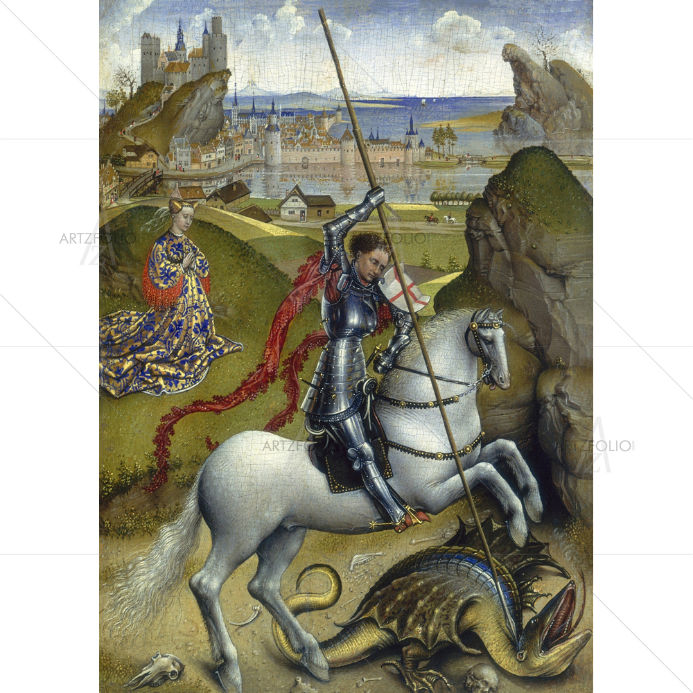 Saint George and Dragon, Rogier Weyden, 1432-35 — Devotional custom art by ArtzFolio