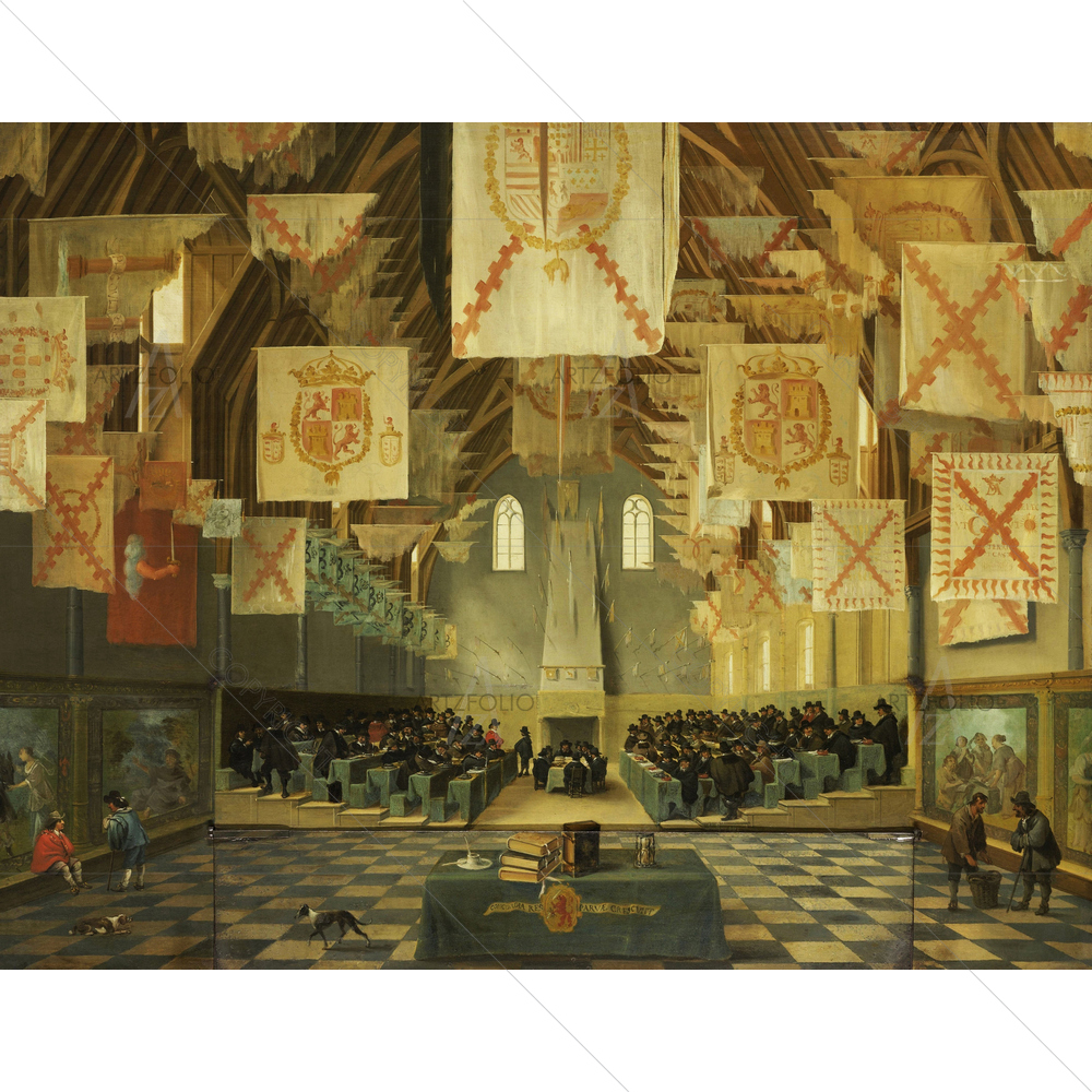 The Great Hall of Binnenhof, Bartholomeus Van Bassen, 1651 — People 1650s custom art by ArtzFolio