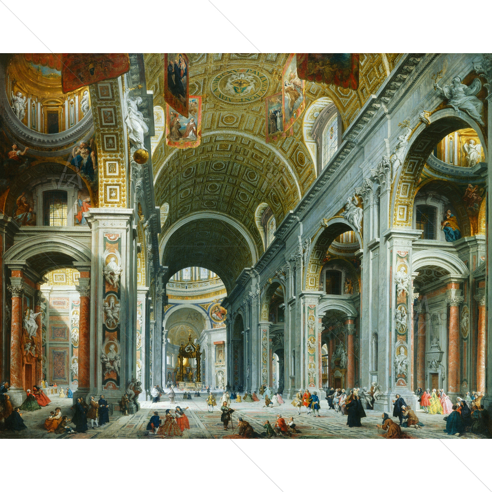 Interior of Paint Peter's Rome, Giovanni Panini, 1754 — Architecture custom art by ArtzFolio