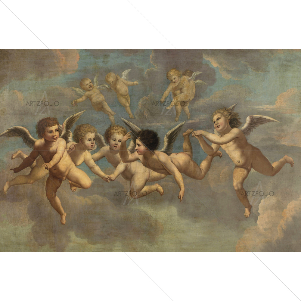 Five Flying Putti, 1650 — custom-size art design 5011215