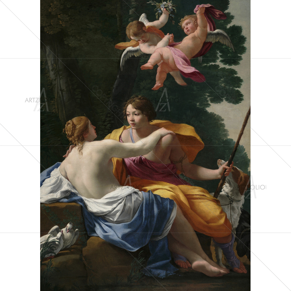 Venus and Adonis, Simon Vouet, 1642 — custom-size art design 5011223