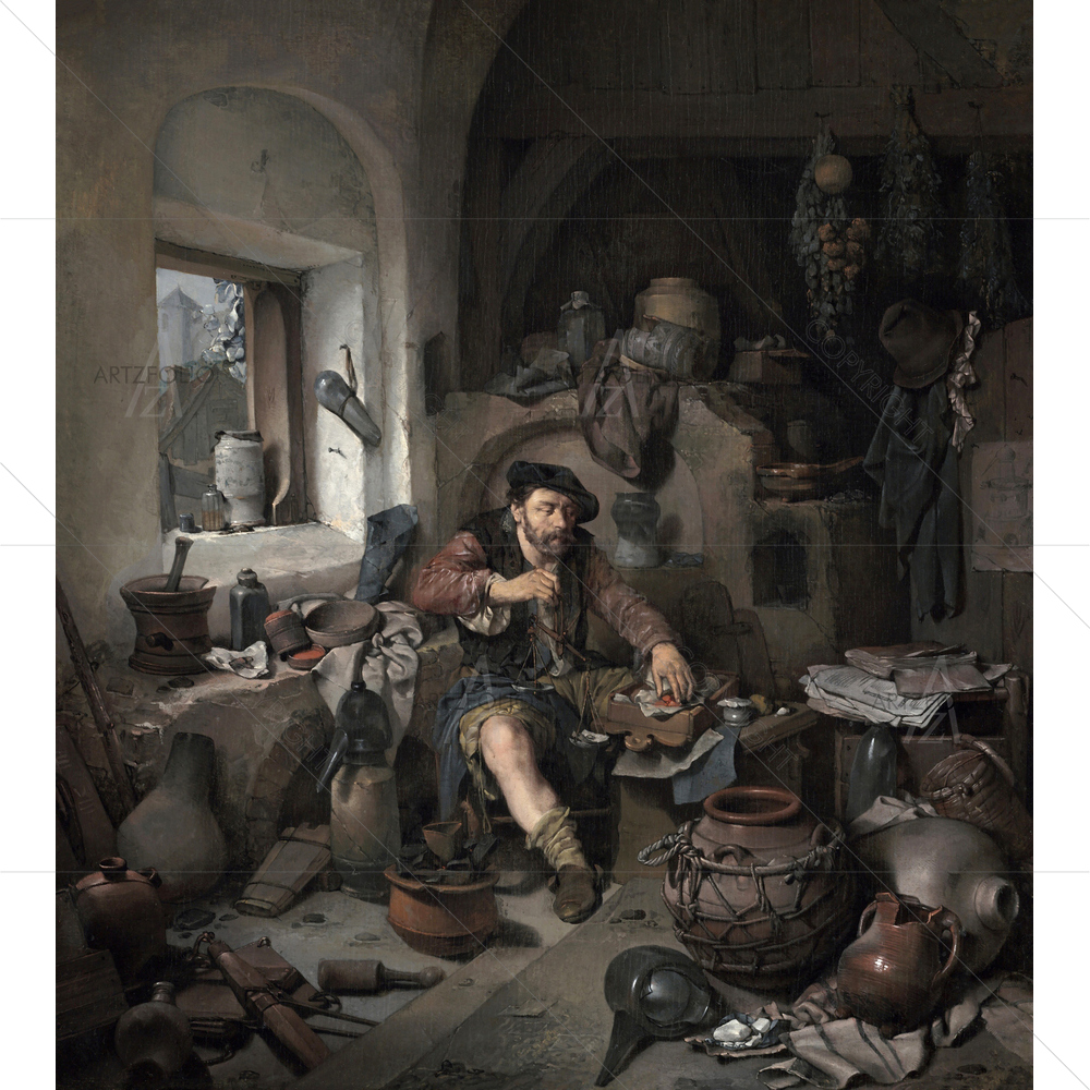 The Alchemist, Cornelis Bega, 1663 — custom-size art design 5011227