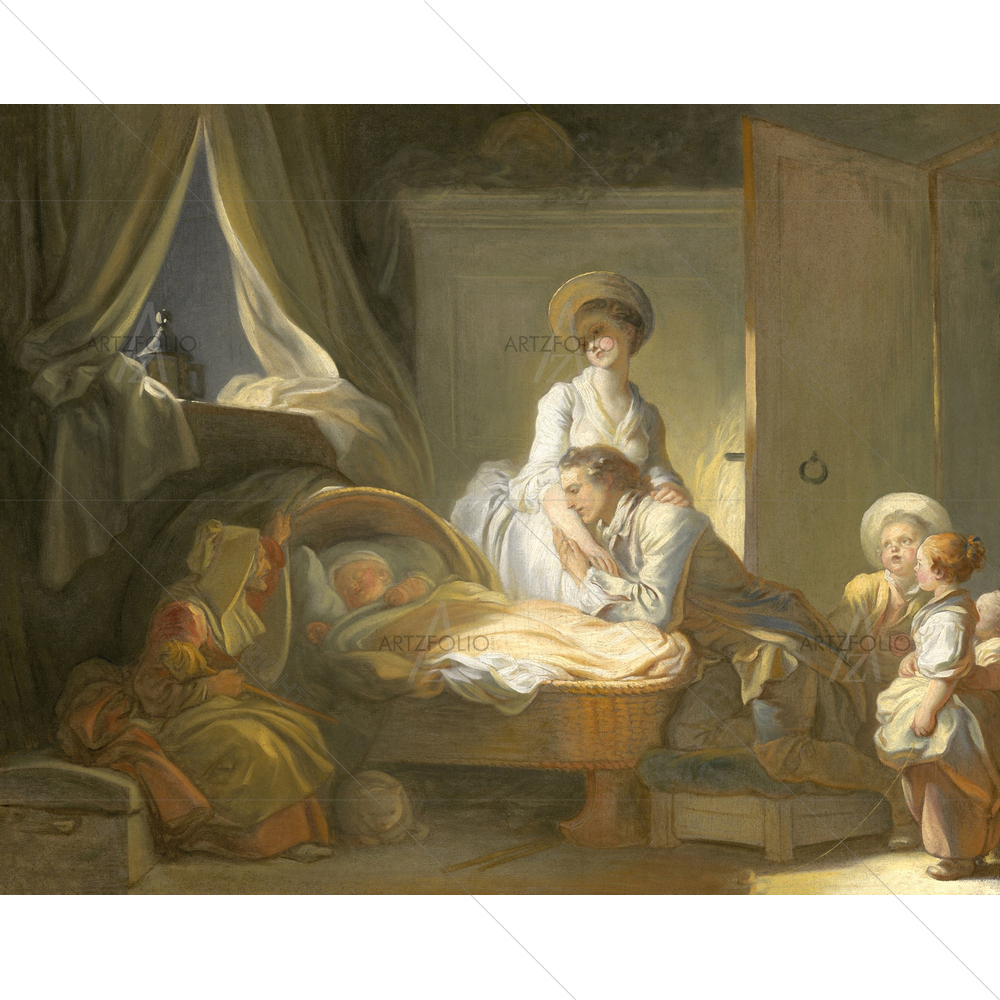Visit to Nursery, Jean-Honore Fragonard, 1775 — custom-size art design 5011228