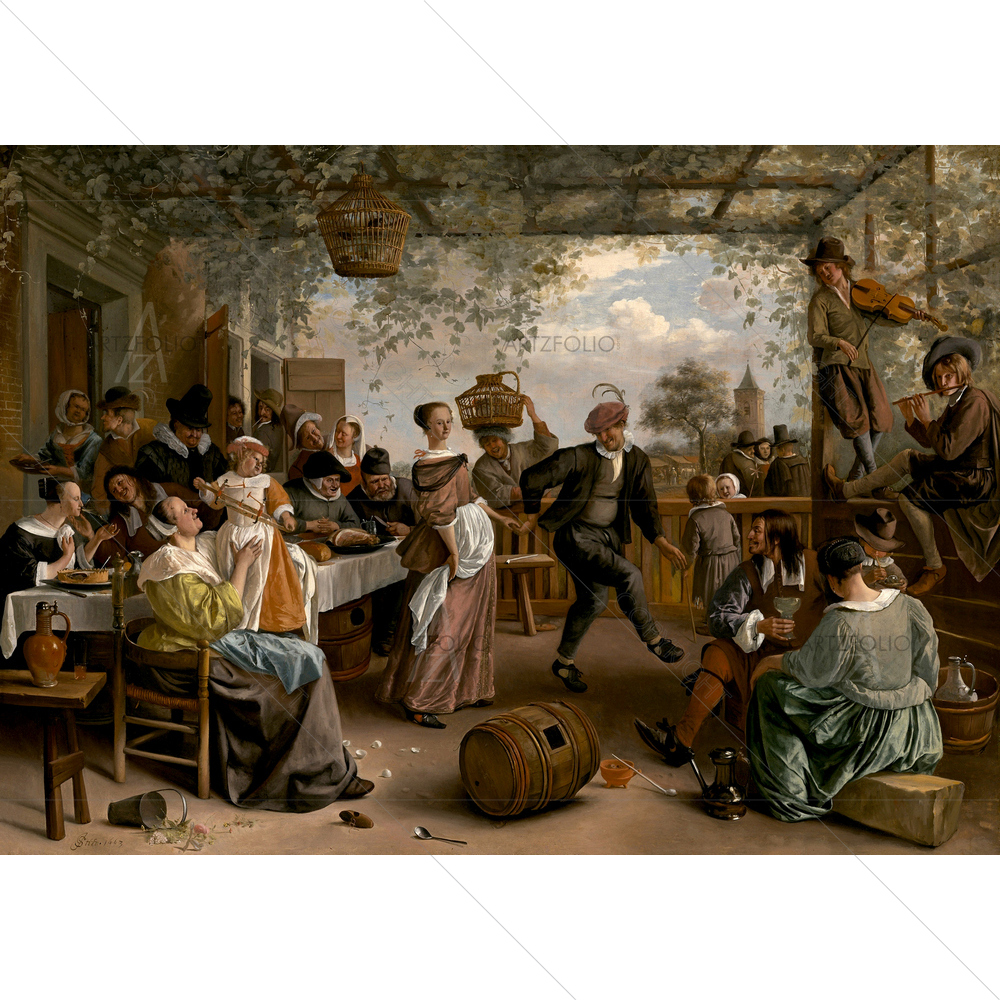 The Dancing Couple, Jan Steen, 1663 — custom-size art design 5011232
