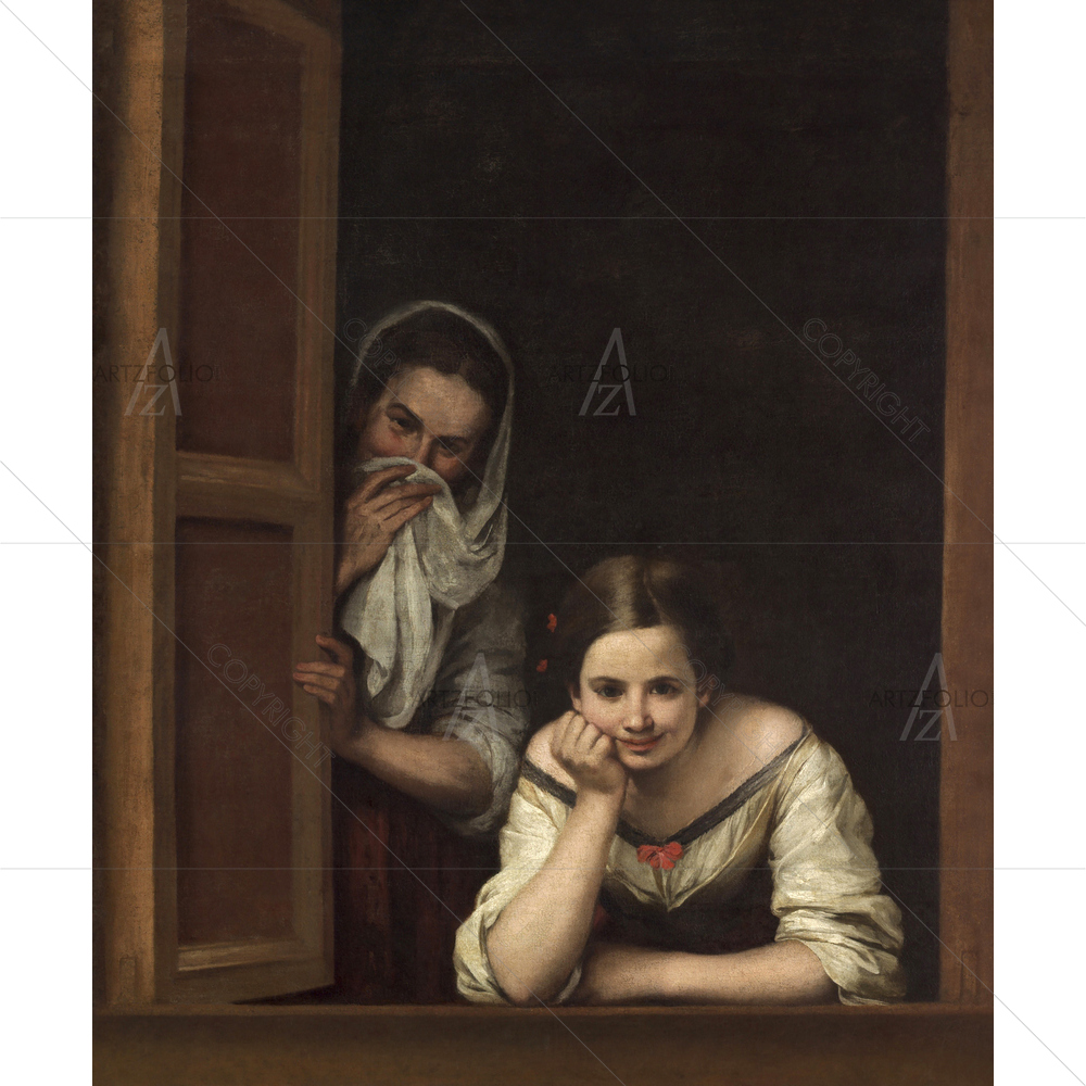 Two Women at Window, Bartolome Esteban Murillo, 1655-60 — Baroque custom art by ArtzFolio