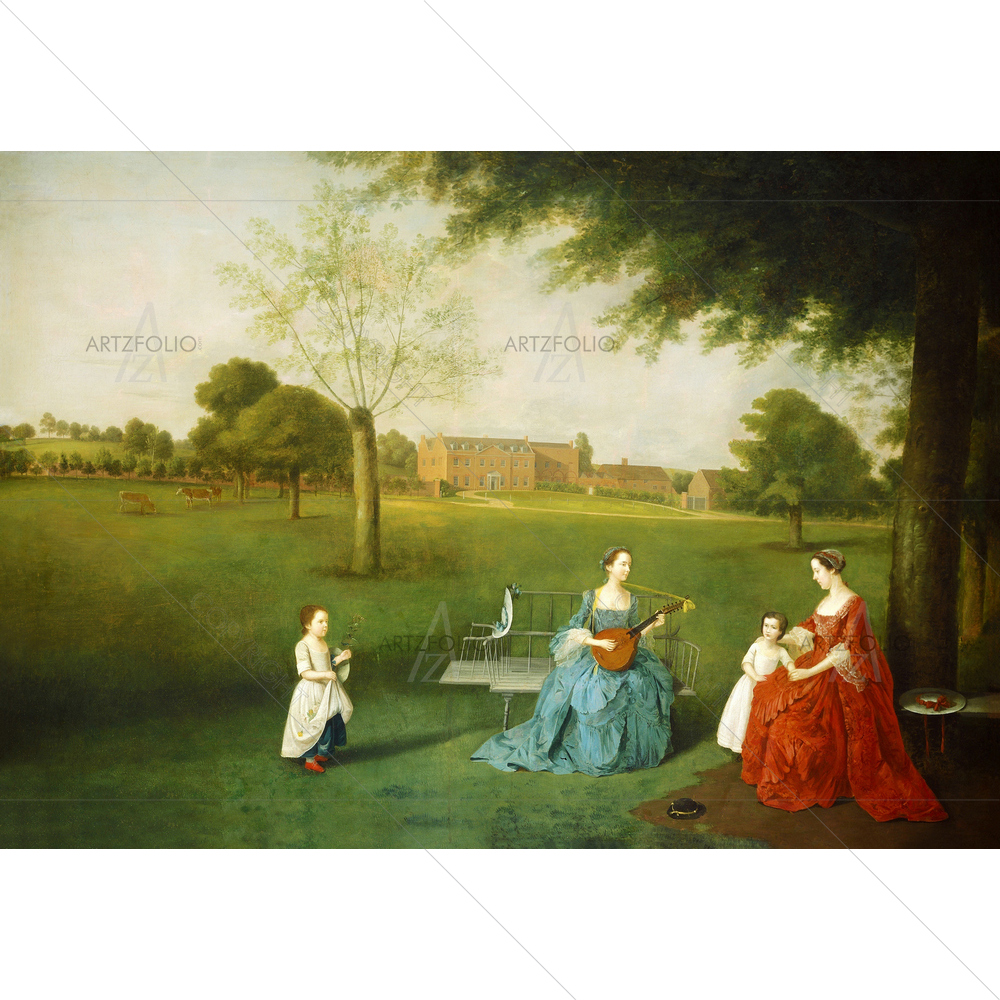 Members of Maynard Family in Park at Waltons, Arthur Devis, 1755-62 — custom-size art design 5011241