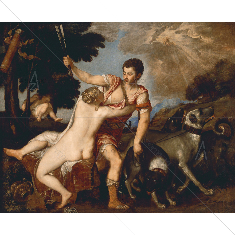 Renaissance Venus & Adonis, 1555 by Titian — custom-size art design 5011246