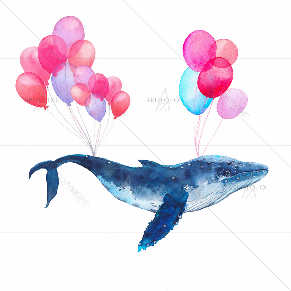 Blue Whale Flying — Ancient custom art by ArtzFolio