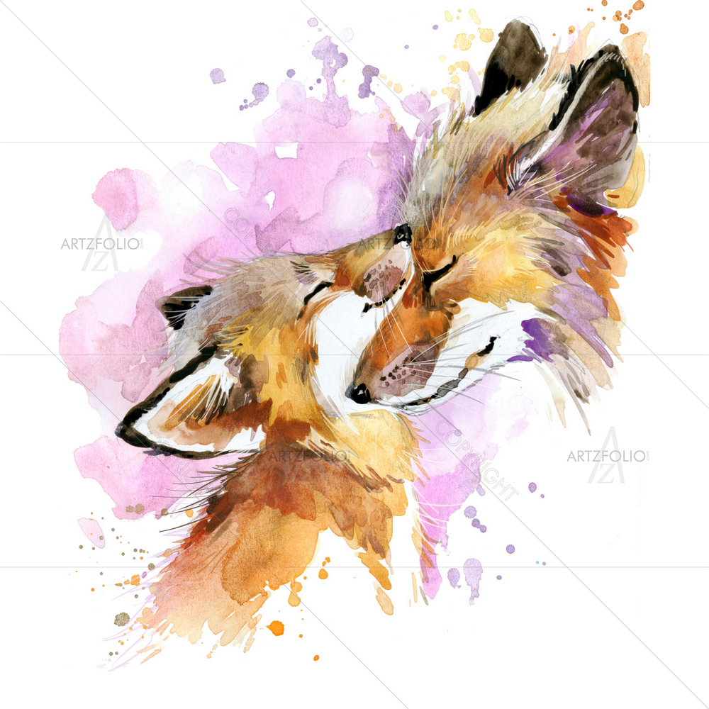 Watercolor Fox — custom-size art design 5011269