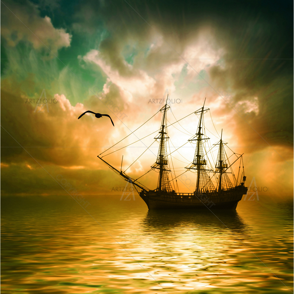 Sailboats Against Sunset — Automobiles custom art by ArtzFolio
