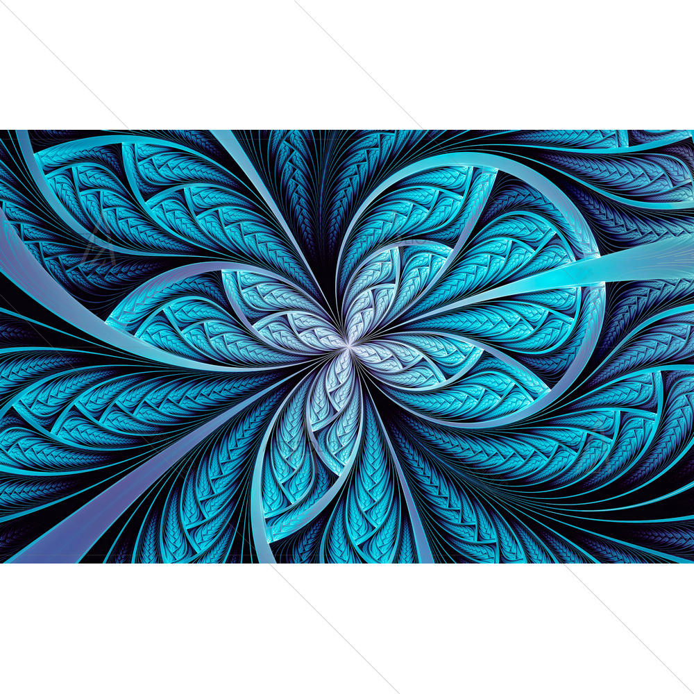 Cyan Blue Mosaic Stripes — custom-size art design 5011277