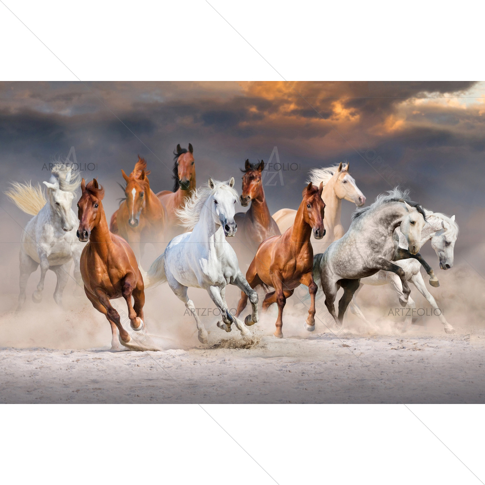 Horse Herd Running in Desert D2 — Animals custom art by ArtzFolio