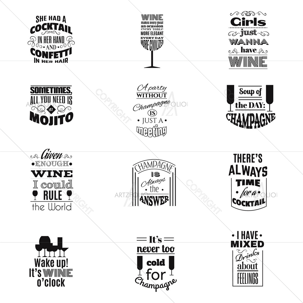 Cocktails & Wine Quote — custom-size art design 5011293