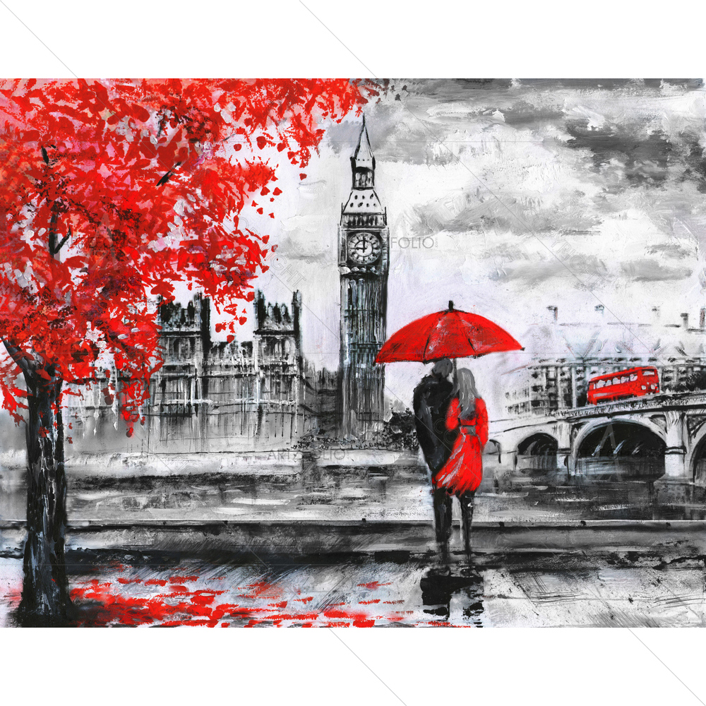 Man and Woman under Umbrella — Architecture custom art by ArtzFolio