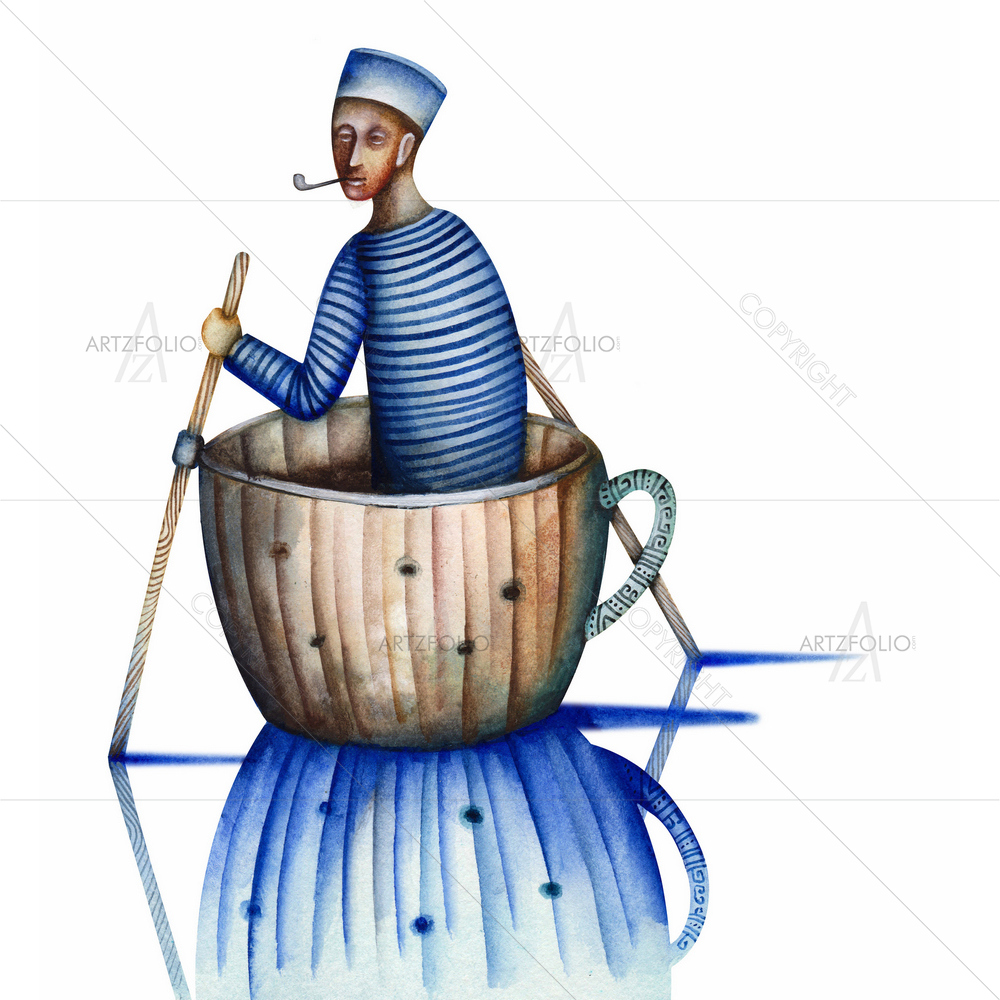 Sailor in the Cup — Fantasy custom art by ArtzFolio
