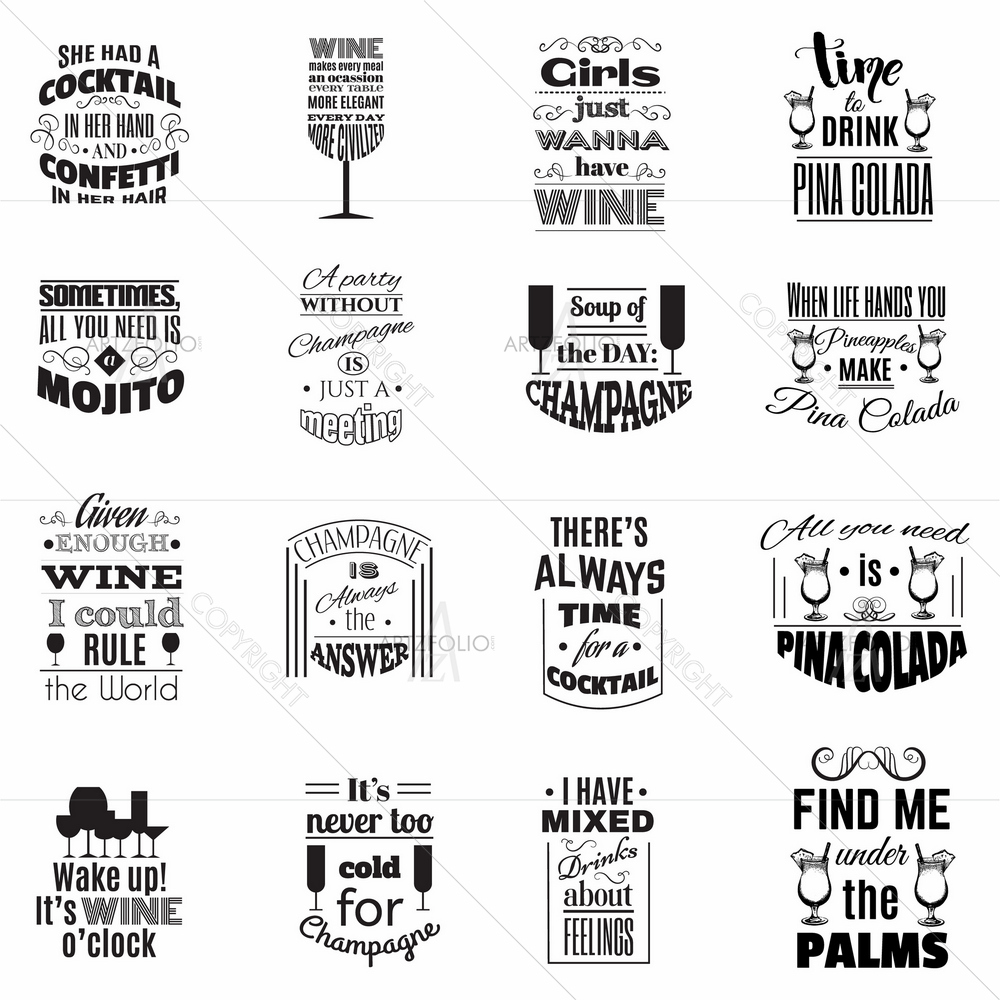 Champagne Cocktails & Wine Quote — custom-size art design 5011308