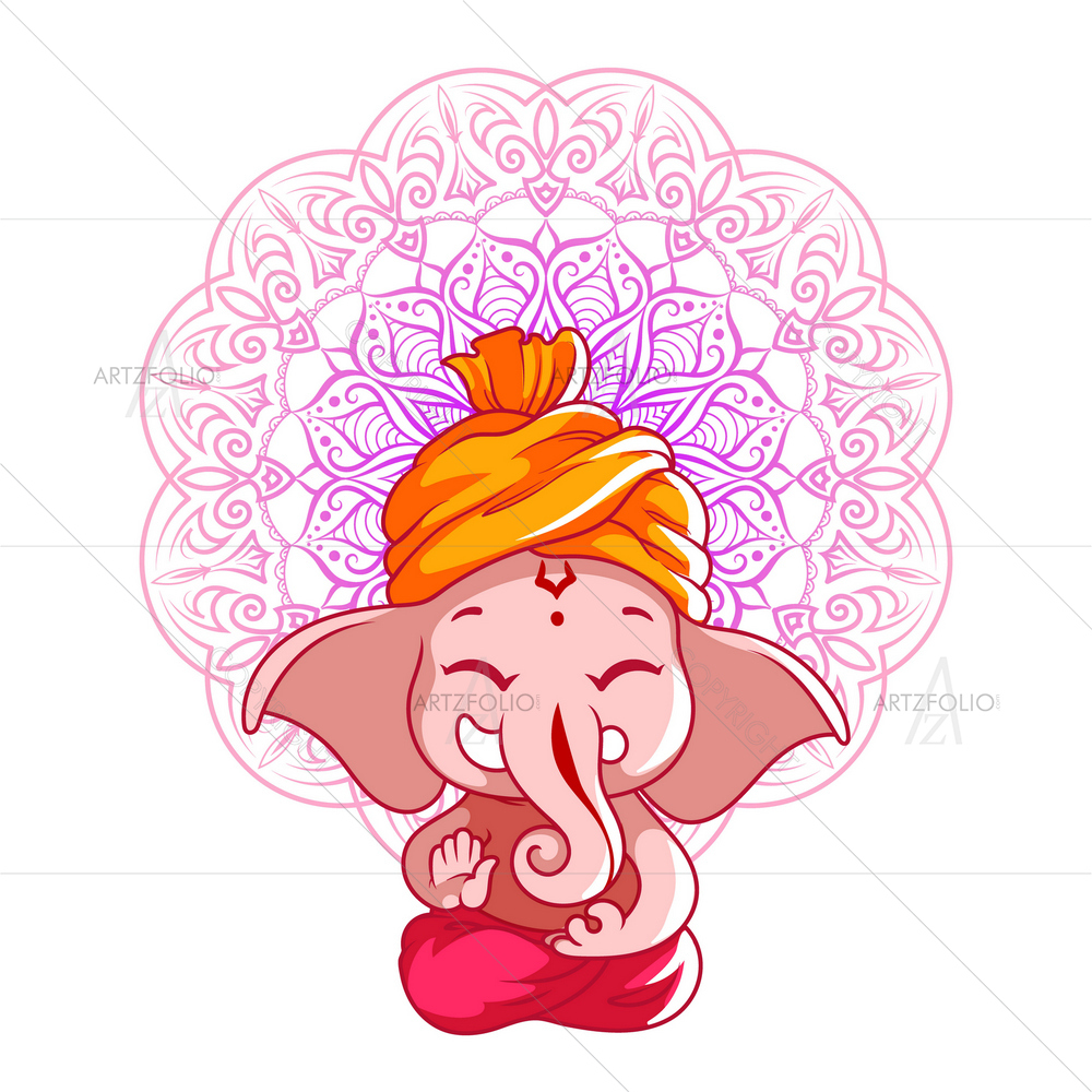 Cartoon God Ganesha D3 — custom-size art design 5011313