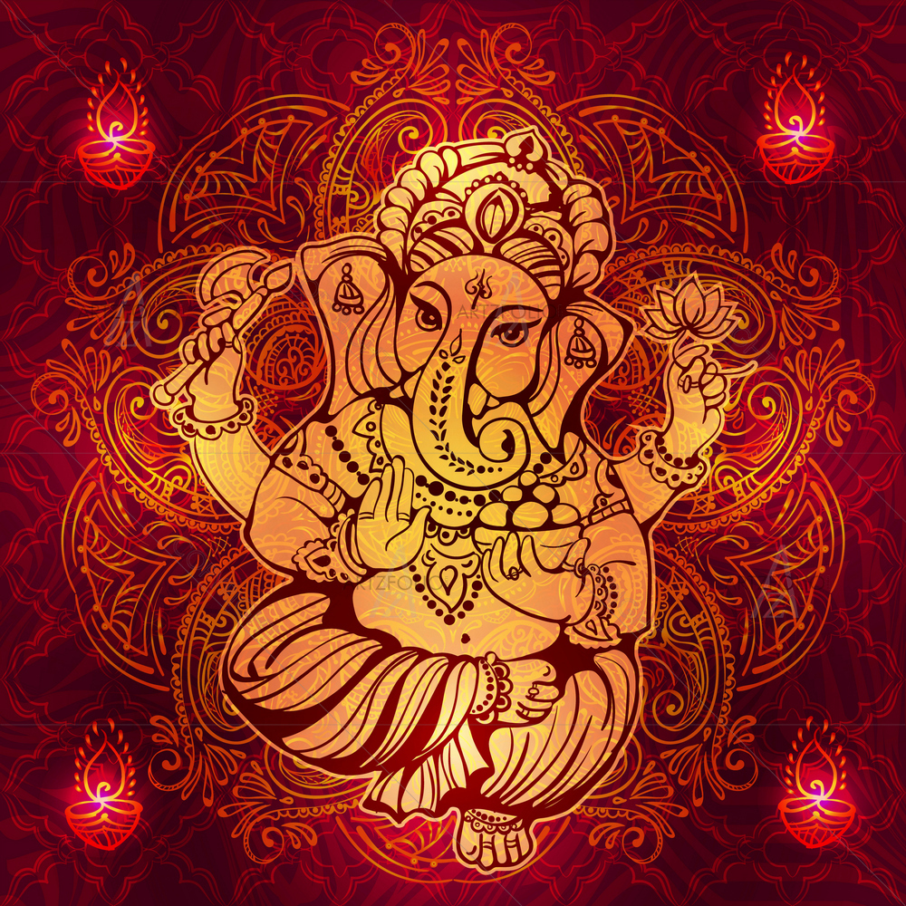 Hindu God Ganesh D10 — Devotional custom art by ArtzFolio