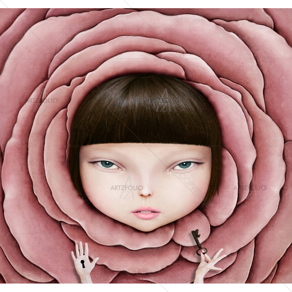 Girl's Head In Rose Petals — Botanical custom art by ArtzFolio