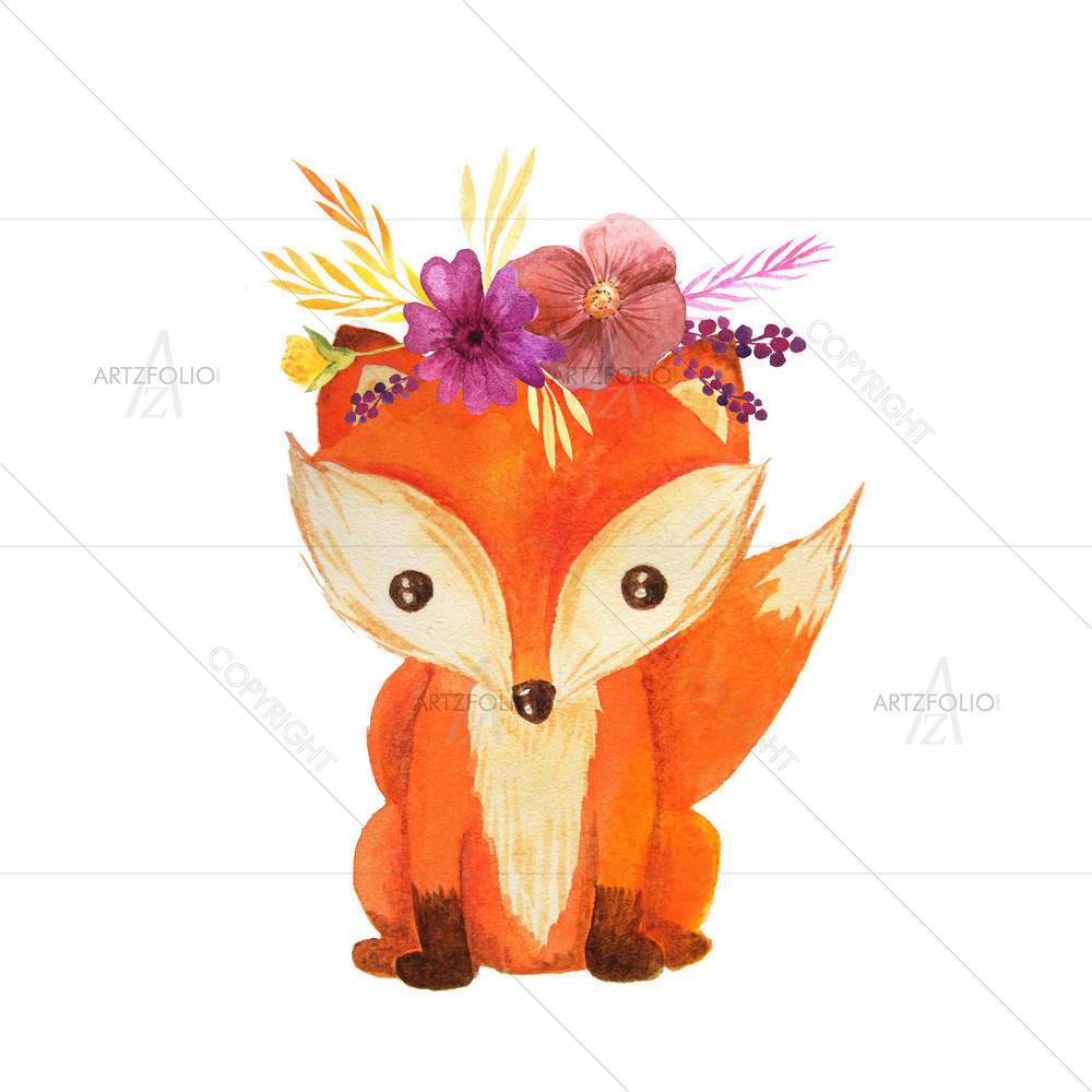 Cartoon Wild Fox — custom-size art design 5011345