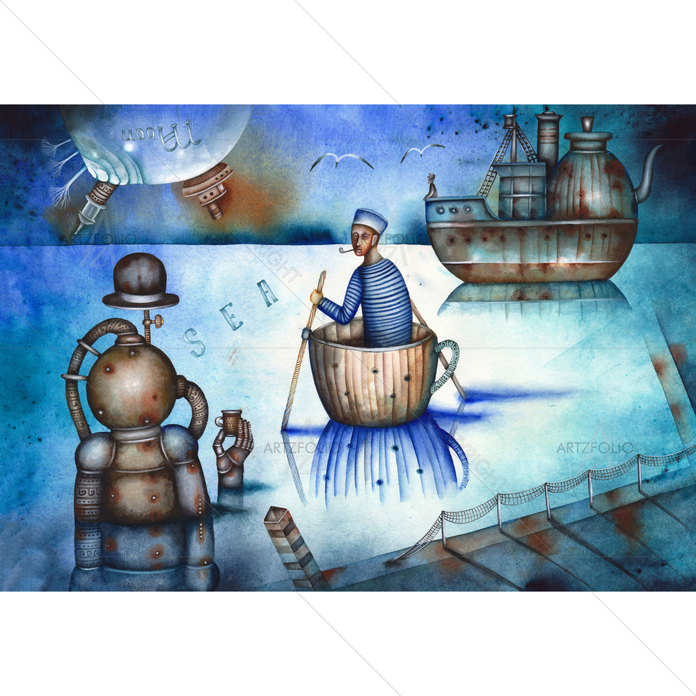 Sailor in Cup — Fantasy custom art by ArtzFolio