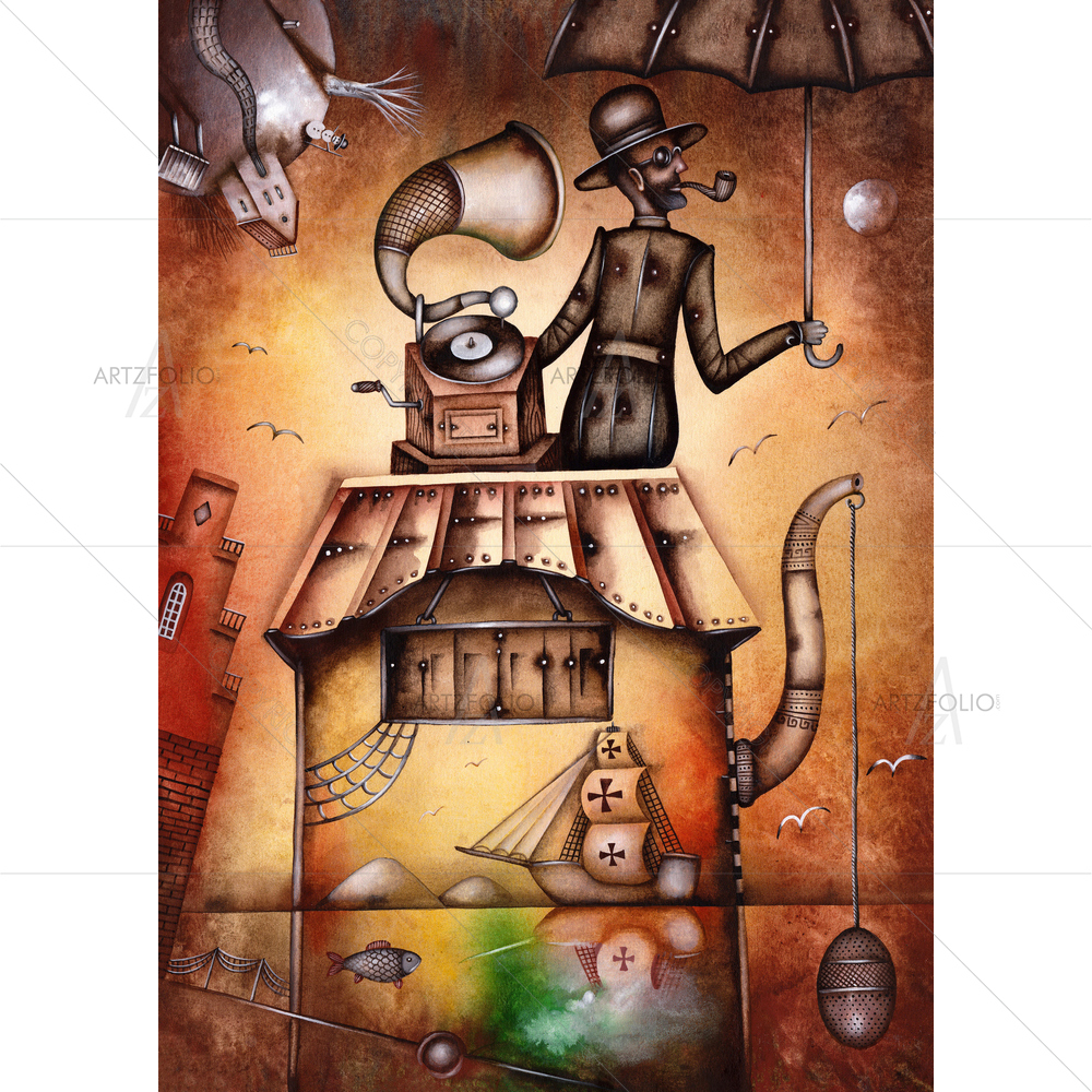 Man with Gramophone D1 — custom-size art design 5011356