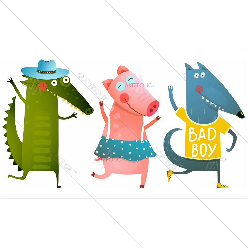 Baby Animals Dancing Wearing Clothes — custom-size art design 5011377