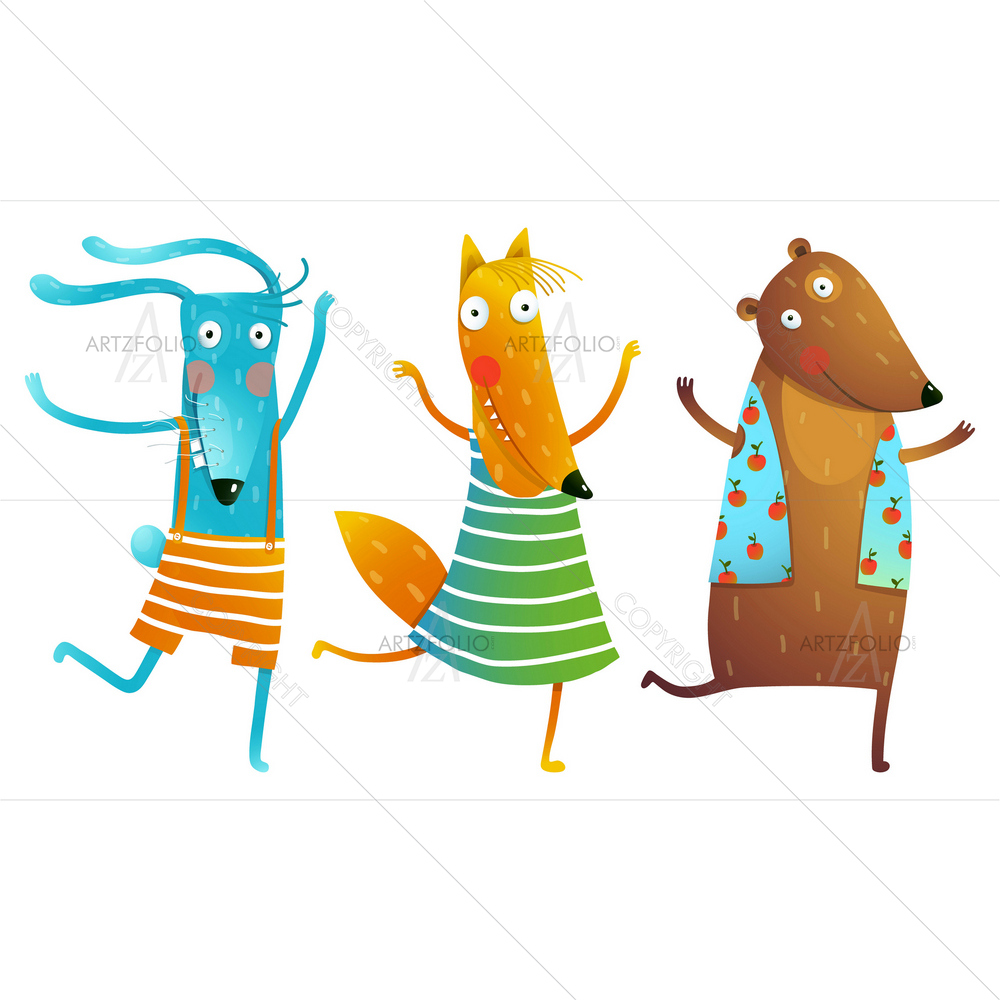 Cartoon Baby Animals Dancing — custom-size art design 5011378