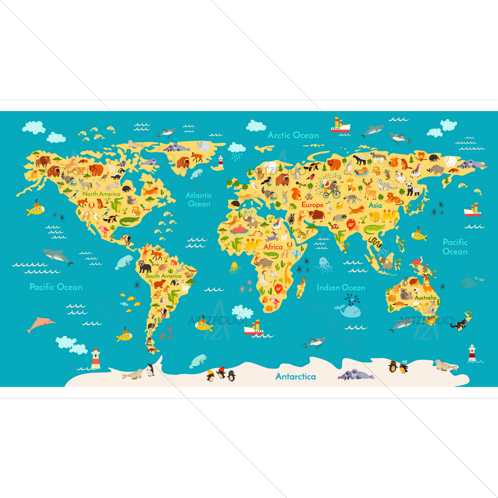 Animal Map — custom-size art design 5011389