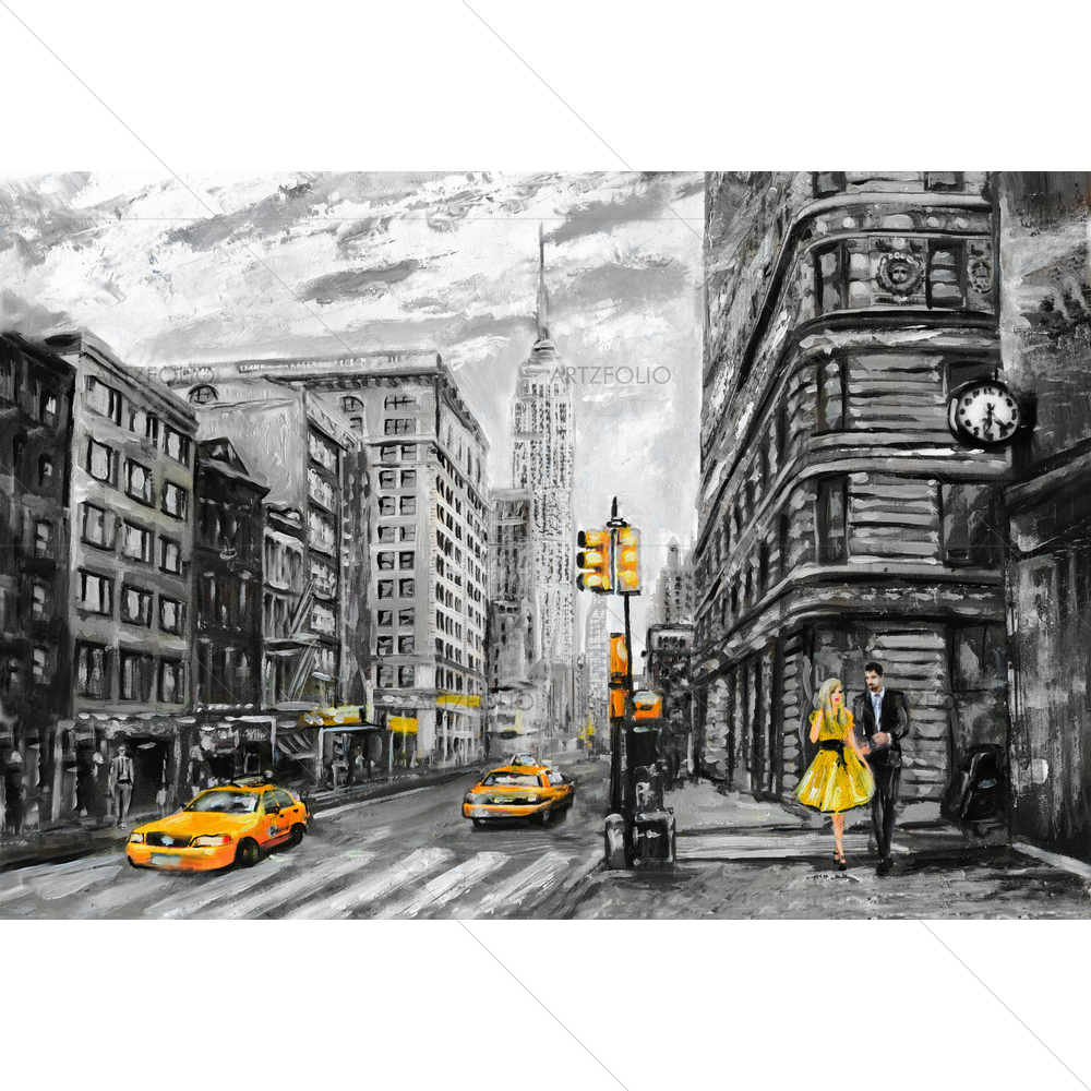 Yellow Taxi in New York, USA — Abstract custom art by ArtzFolio