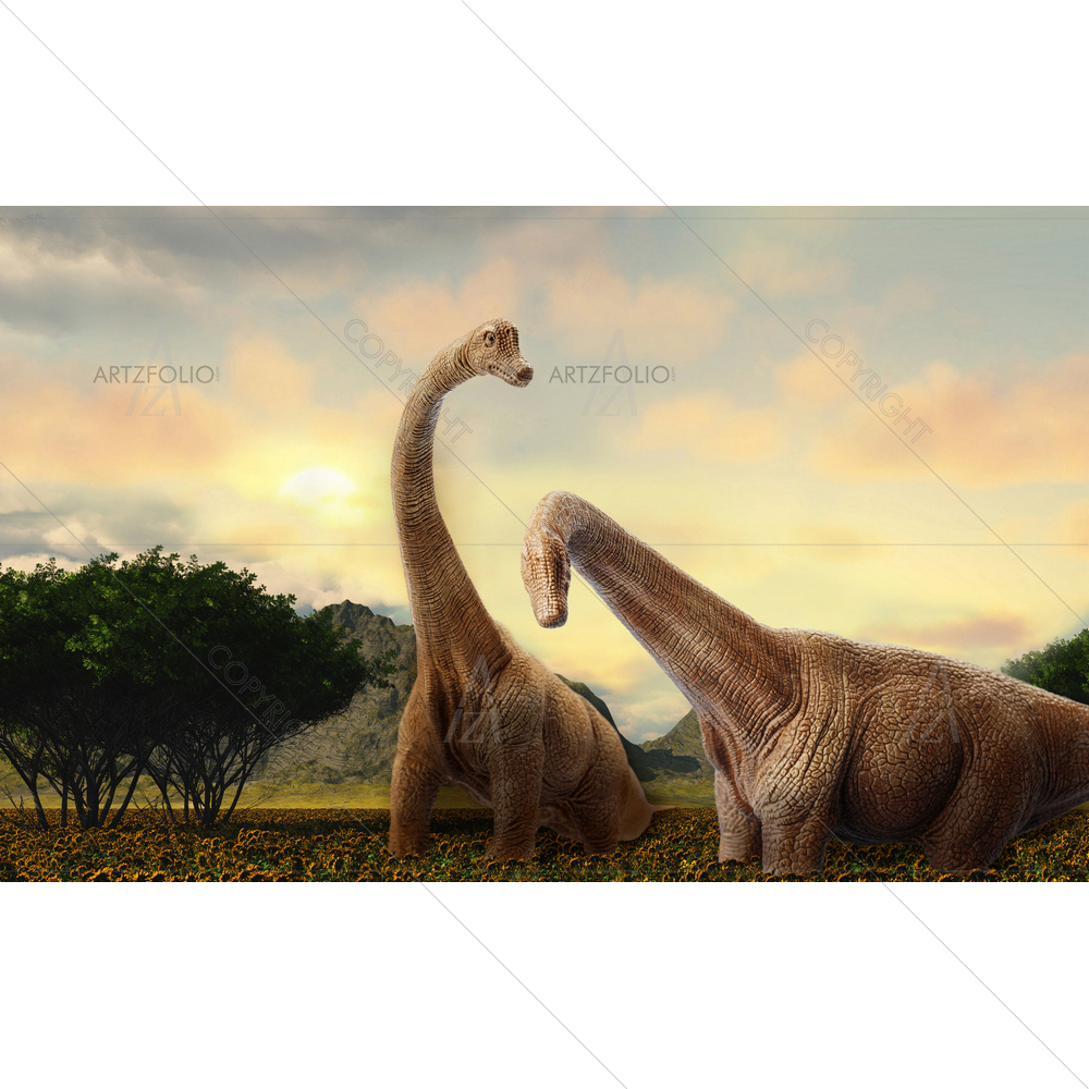Dinosaurs Fighting — custom-size art design 5011395