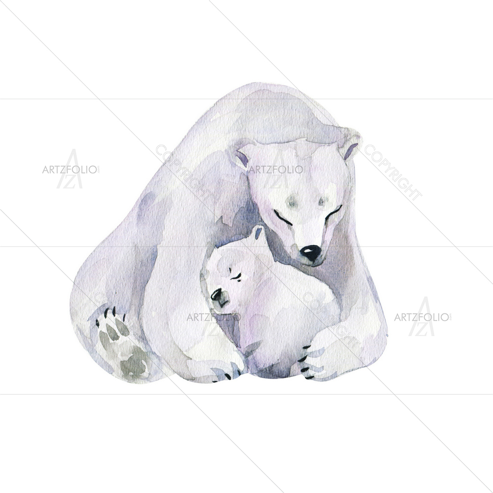 Watercolor Polar Bear — custom-size art design 5011396