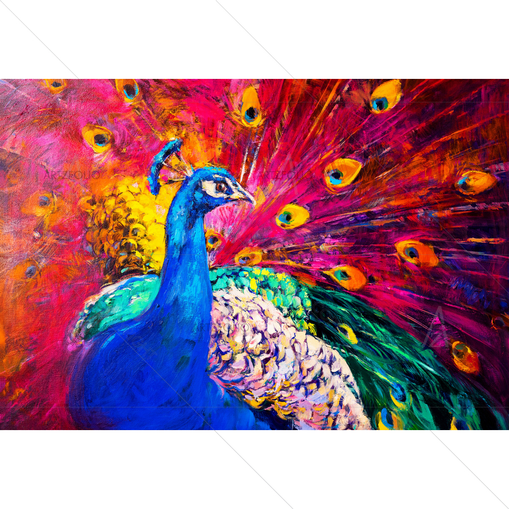 Multicolored Peacock — custom-size art design 5011400