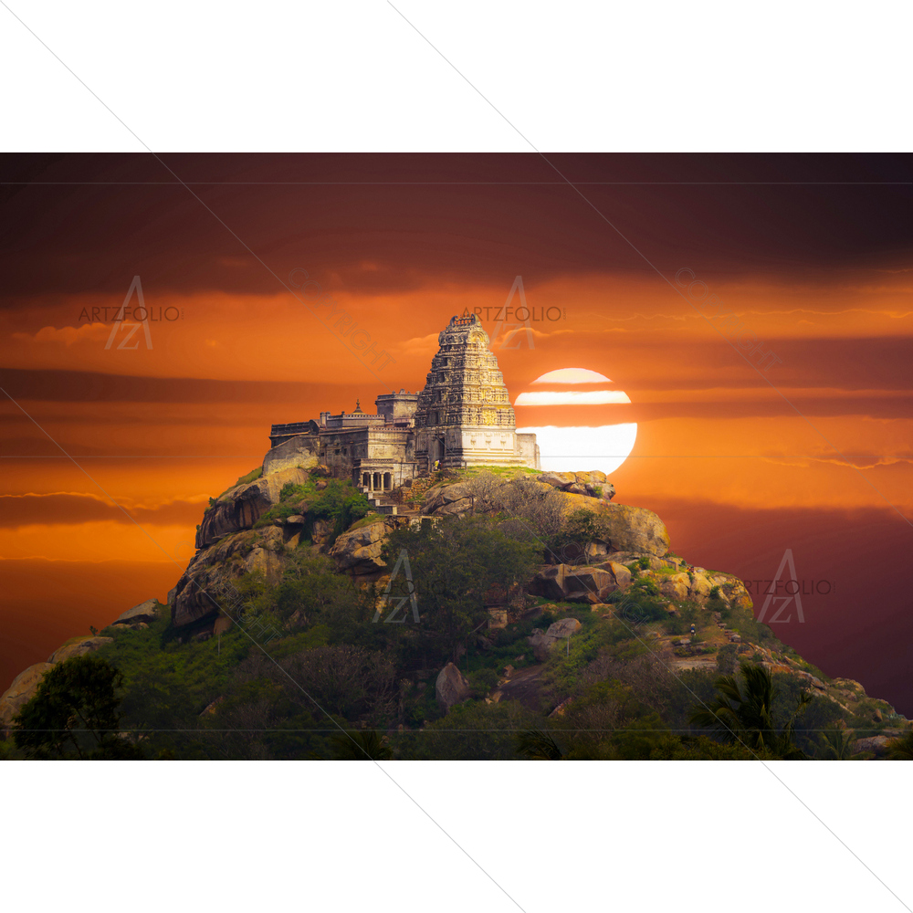 Narasimha Temple, Melkote, South India — Devotional custom art by ArtzFolio