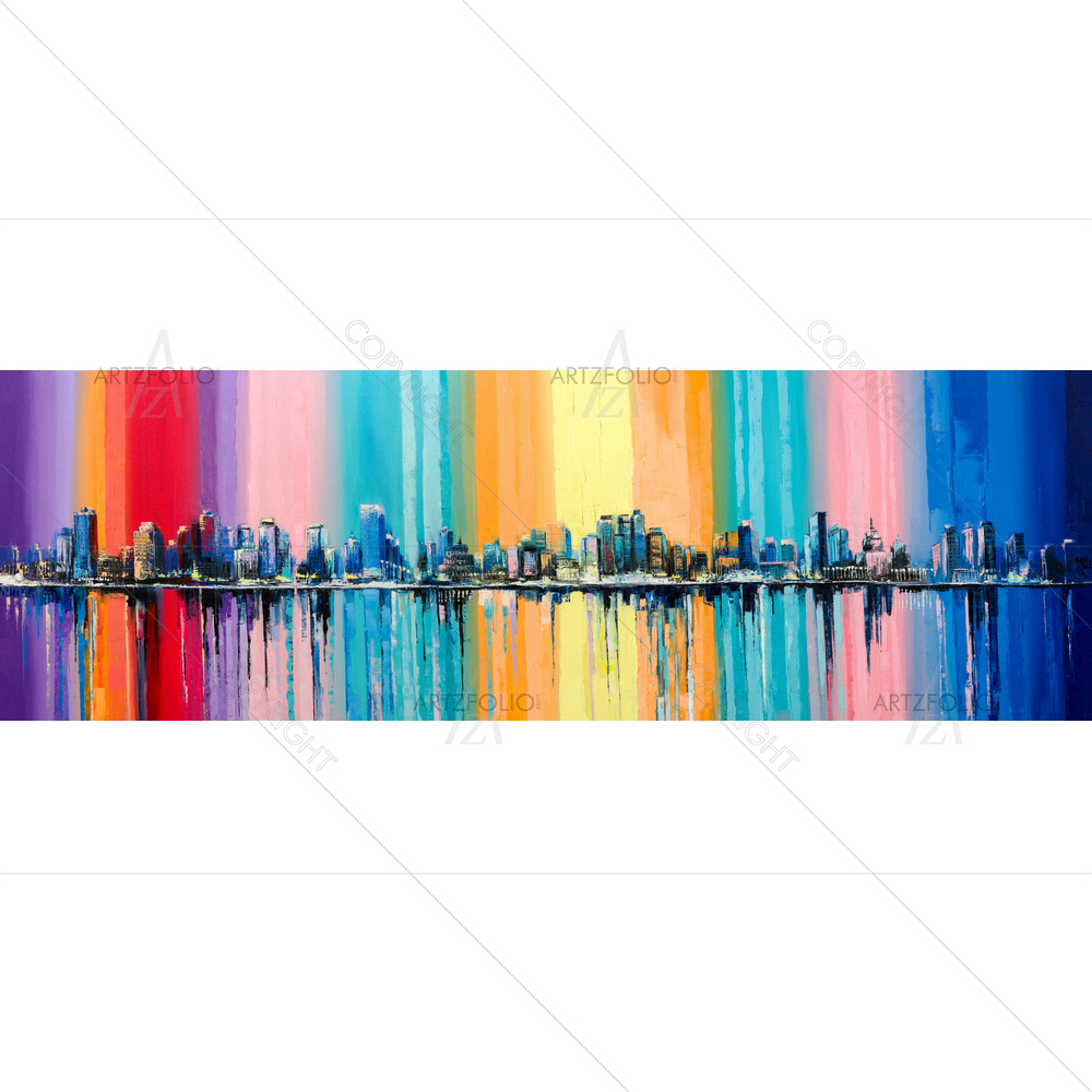 Colorful Coastal City — Abstract custom art by ArtzFolio