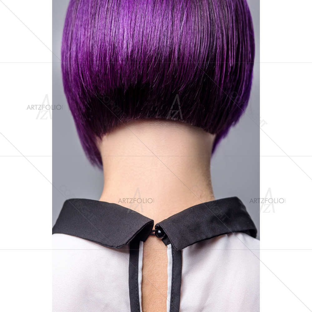 Purple Short Hair Woman — custom-size art design 5011443