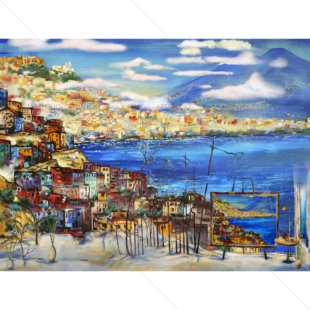 Street Plein Air in Naples — Abstract custom art by ArtzFolio