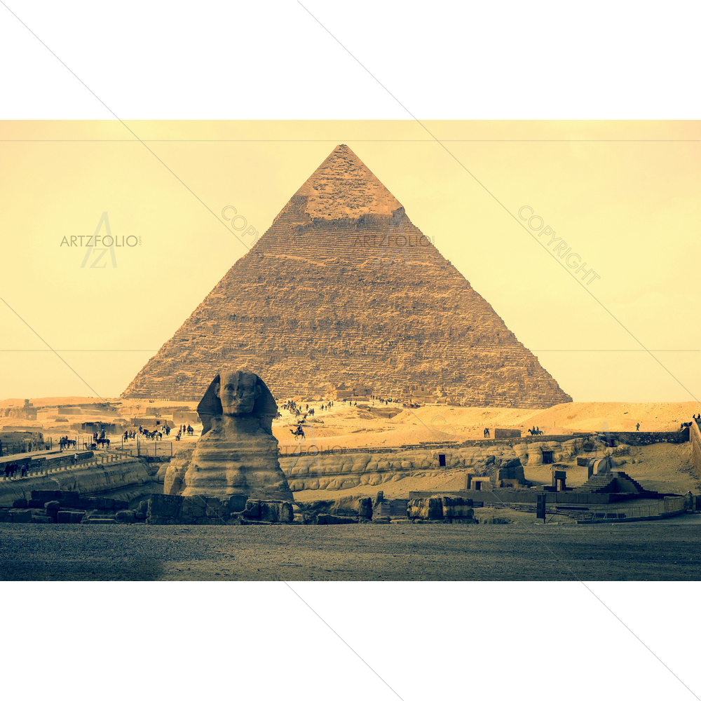 Pyramid of Khafre and Great Sphinx of Giza, Cairo — custom-size art design 5011463