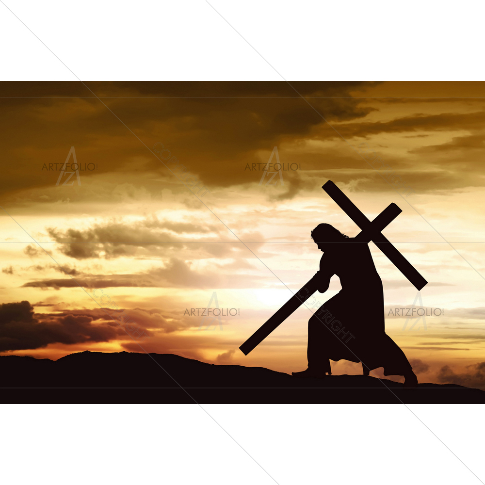 Jesus Carrying His Cross — Devotional custom art by ArtzFolio