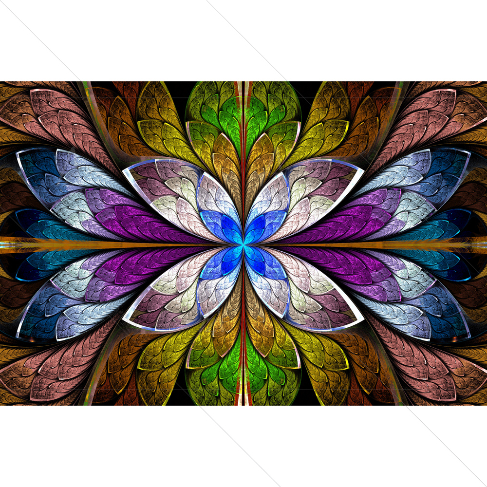Fractal Pattern Stained-Glass Window Style — Botanical custom art by ArtzFolio