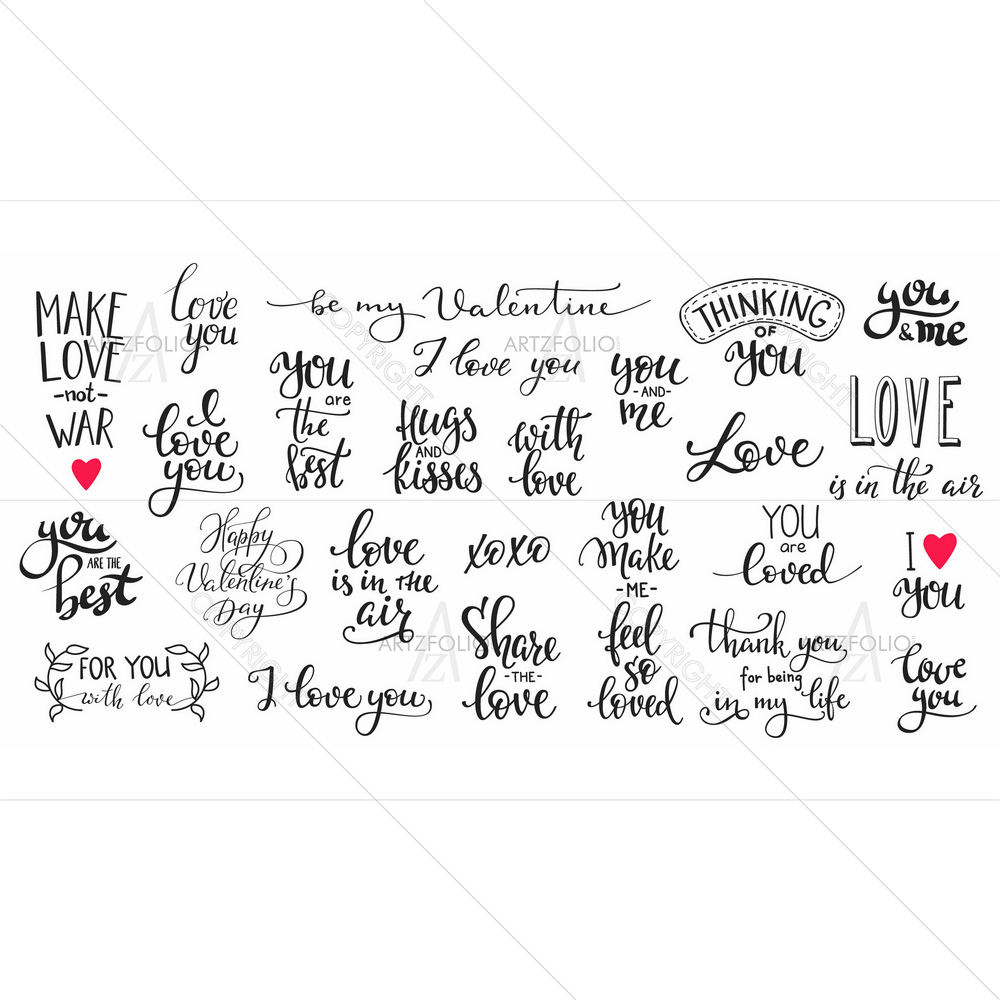 Romantic Lettering Set — Ancient custom art by ArtzFolio