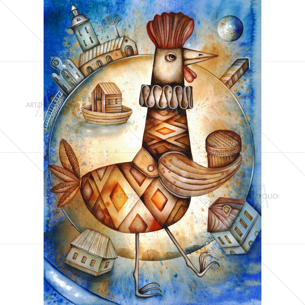 Cartoon Rooster — custom-size art design 5011517