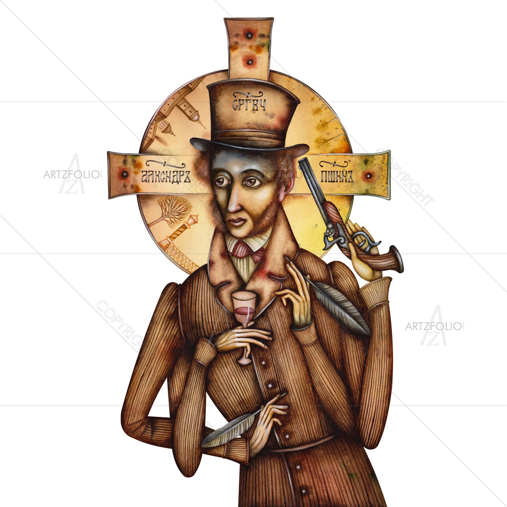 Alexander Pushkin, Russian Poet and Writer, 1799-1837 — Animated Cartoons custom art by ArtzFolio