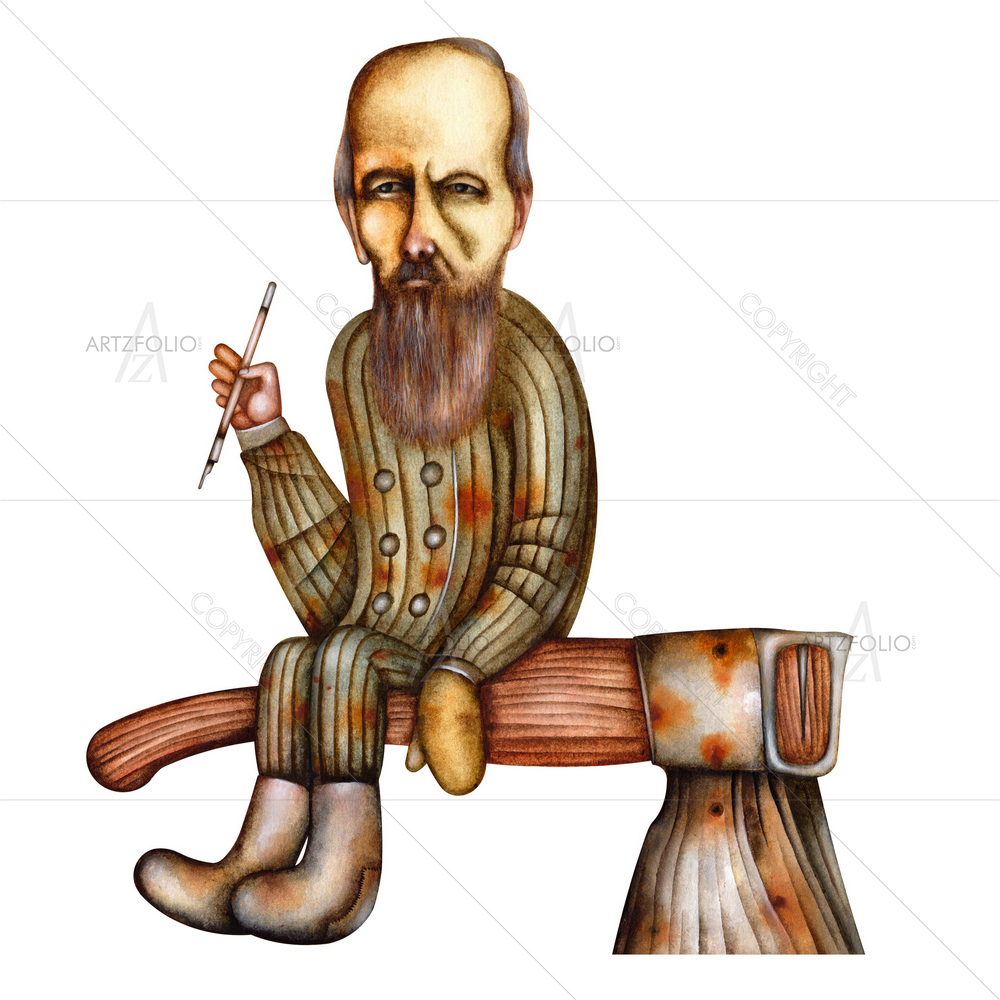 Fyodor Dostoyevsky, Russian Writer, 1821-1881 D1 — Animated Cartoons custom art by ArtzFolio