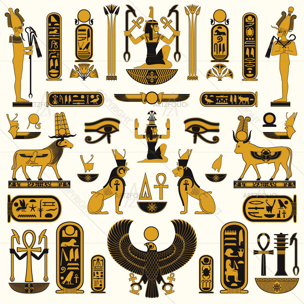 Ancient Egyptian Symbols — Devotional custom art by ArtzFolio