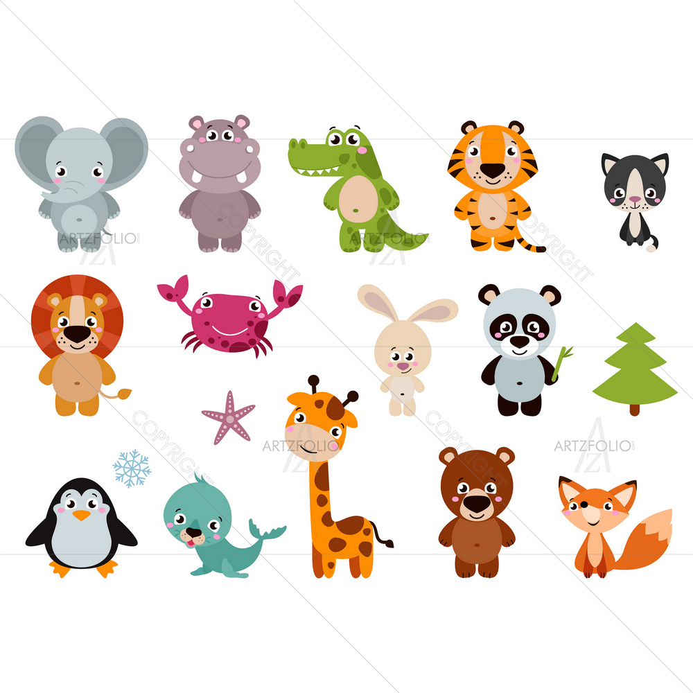 Set of Animals — custom-size art design 5011545