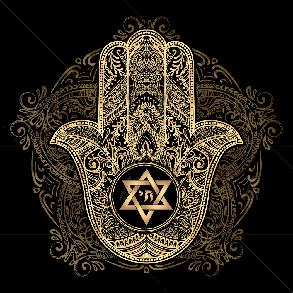 Jewish Sacred Amulet and Religious Symbol — Devotional custom art by ArtzFolio