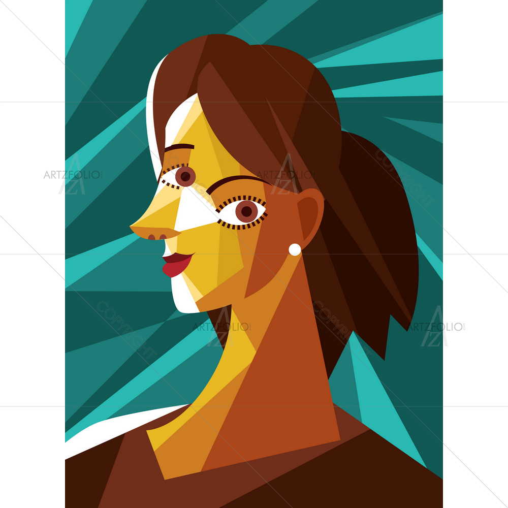 Cubist Woman Portrait — custom-size art design 5011557