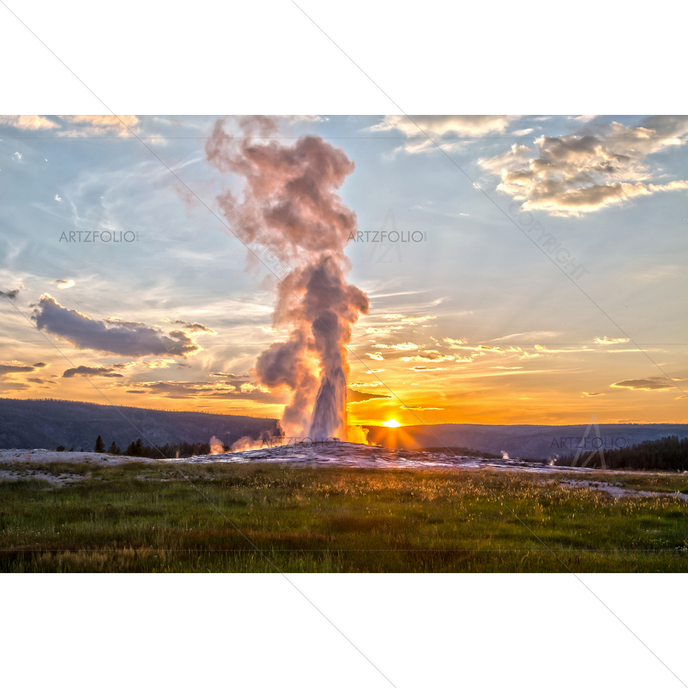 Geyser Eruption in Yellowstone Park — custom-size art design 5011575