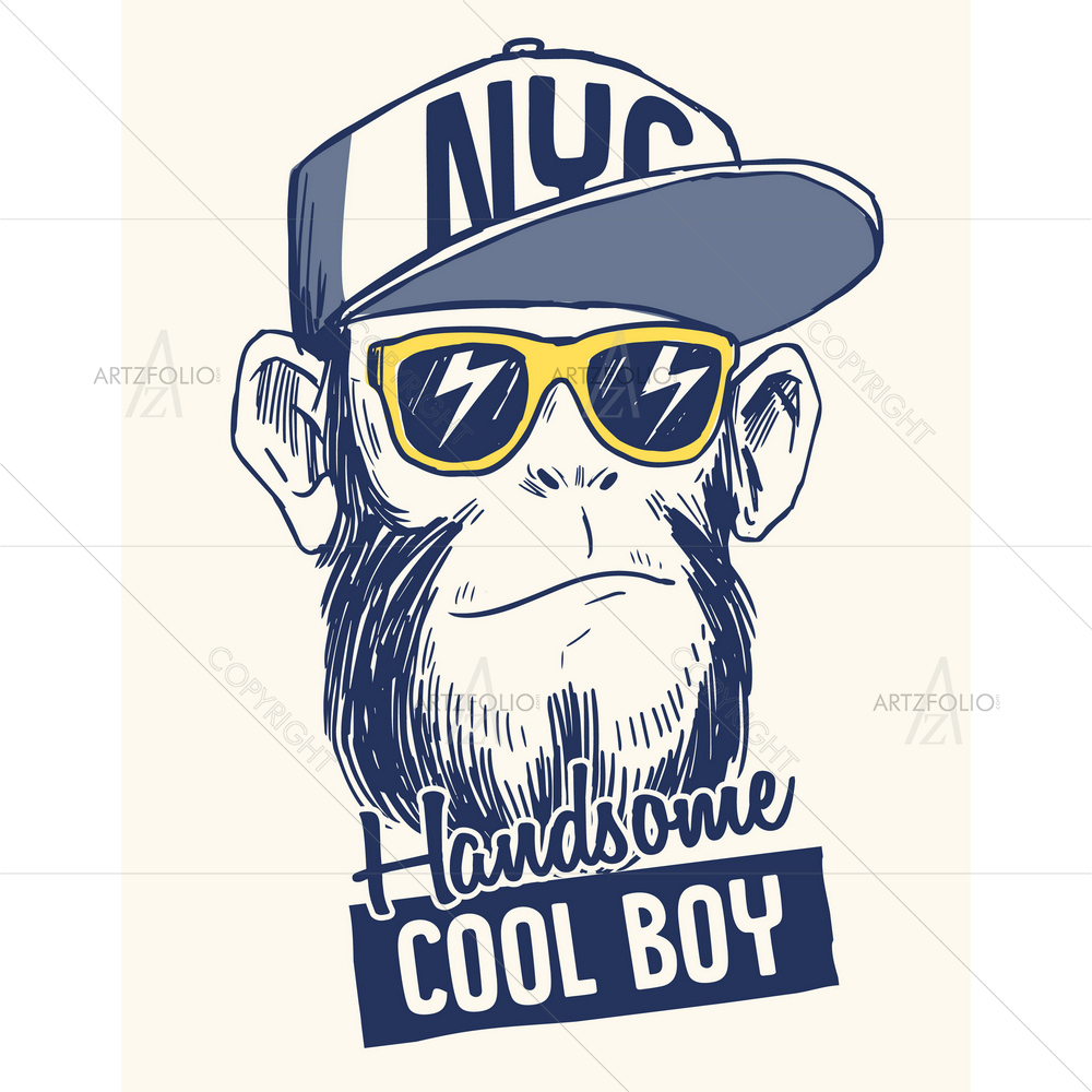 Monkey with Slogan — custom-size art design 5011594